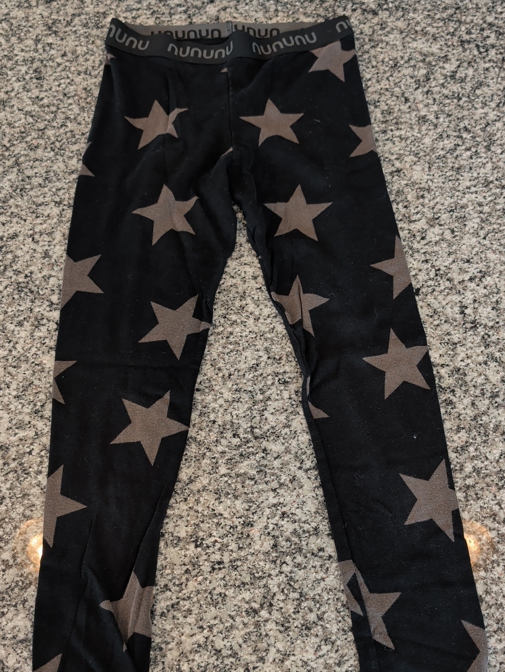 nununu Black Leggings with Brown Star Print
